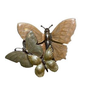 Vintage Brooch Unsigned Three Butterflies Enameled